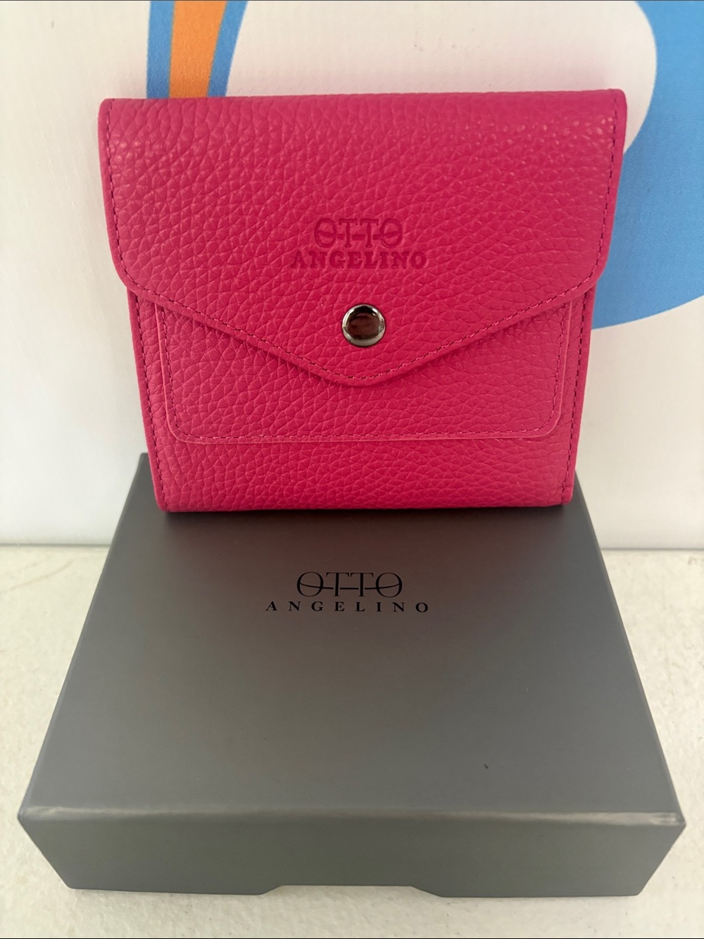 Hot Pink Pebbled Leather Wallet